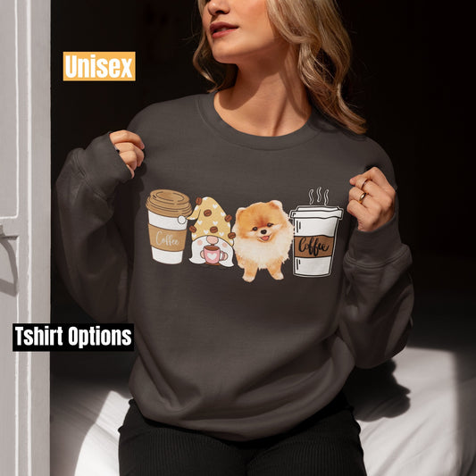 Pomeranian Coffee dog winter coffee shirt for men women unisex crewneck tshirt sweatshirt gift Pomeranian Coffee