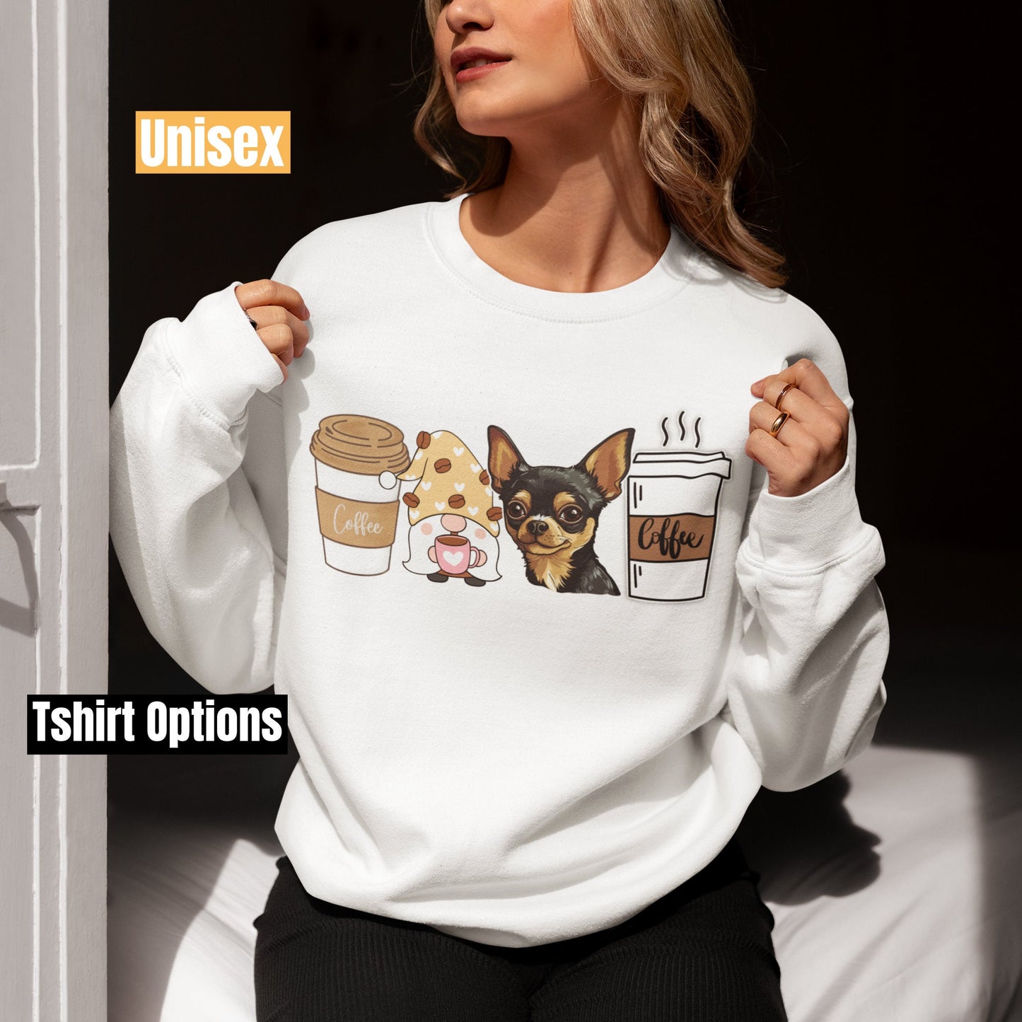 Chihuahua Coffee dog winter coffee shirt for men women unisex crewneck tshirt sweatshirt gift