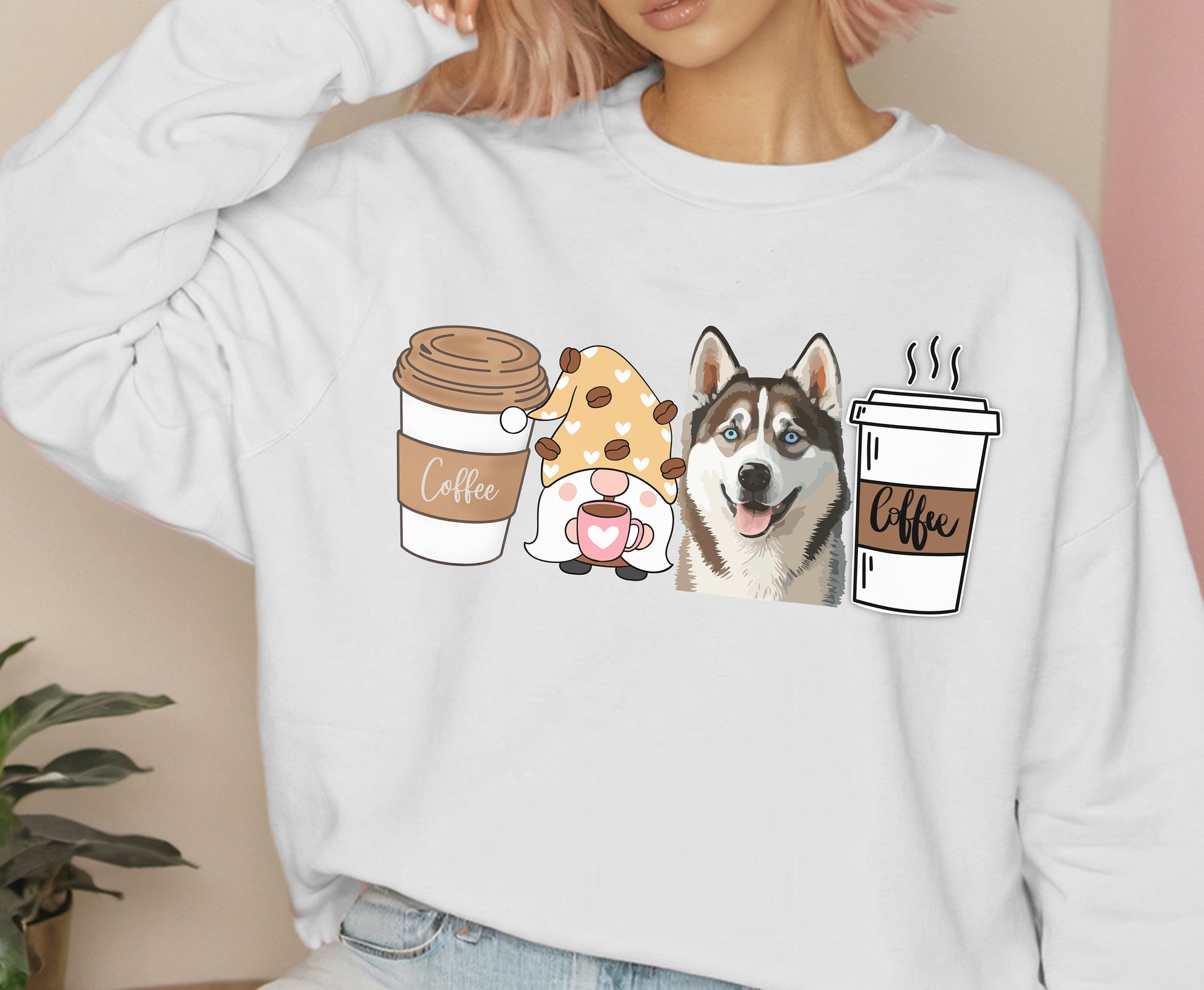 Siberian Husky dog mom dog dad winter coffee shirt for men women unisex crewneck tshirt sweatshirt gift