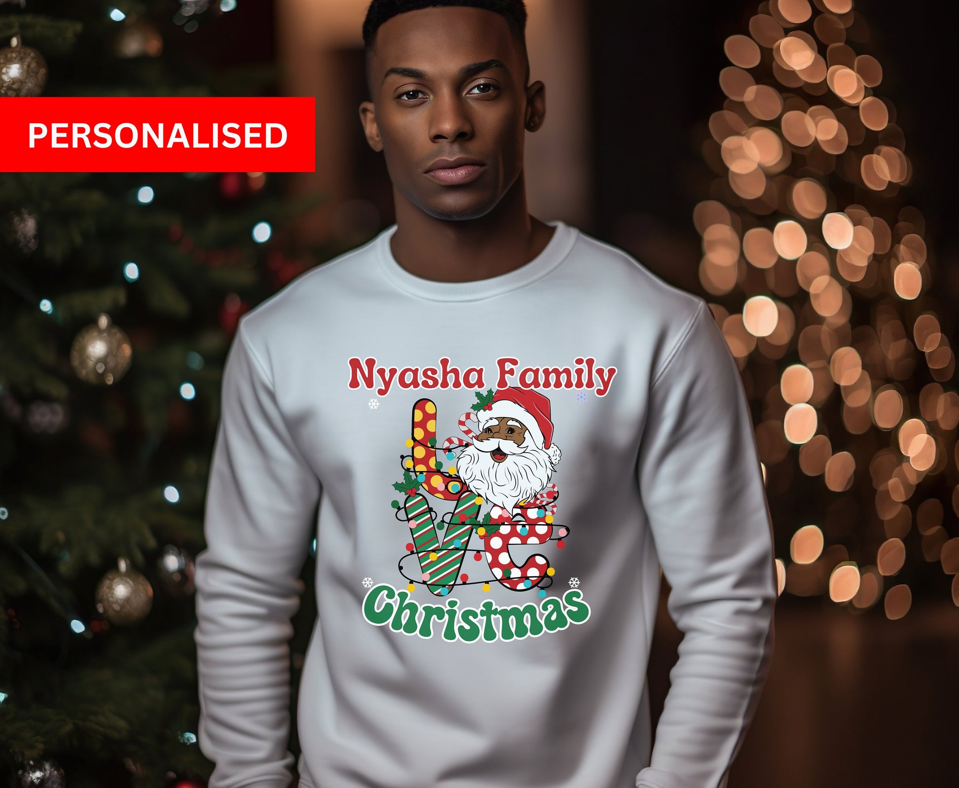 Black santa African family Christmas Sweatshirt, Unisex, for him, for her, for kids, personalised, Christmas, Northpole