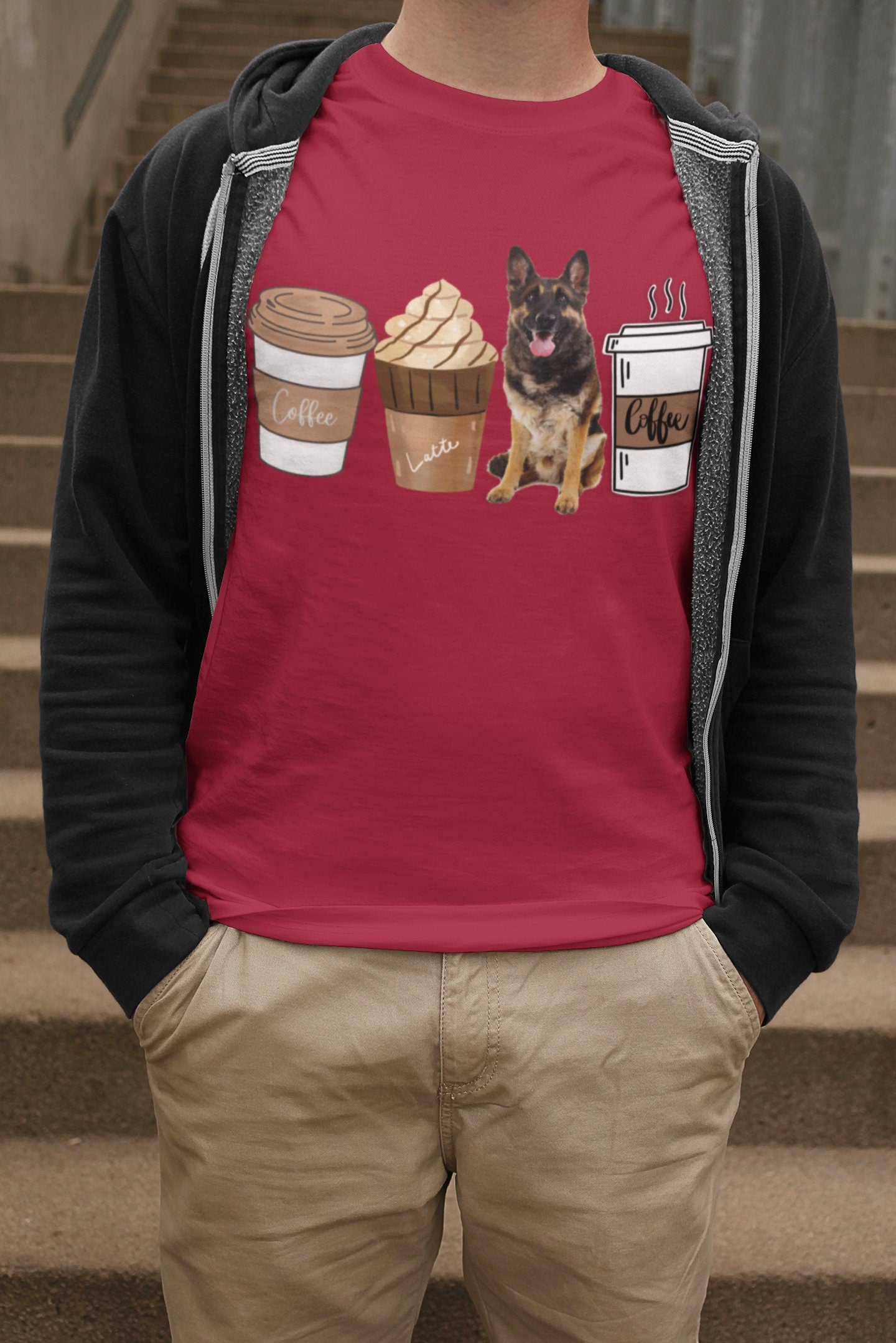 German Shepherd Coffee Lover Tshirt Sweatshirt Hoodie for men women, Winter Crewneck for Dog Mom Dog Dad Tee, German Shepherd Winter gift