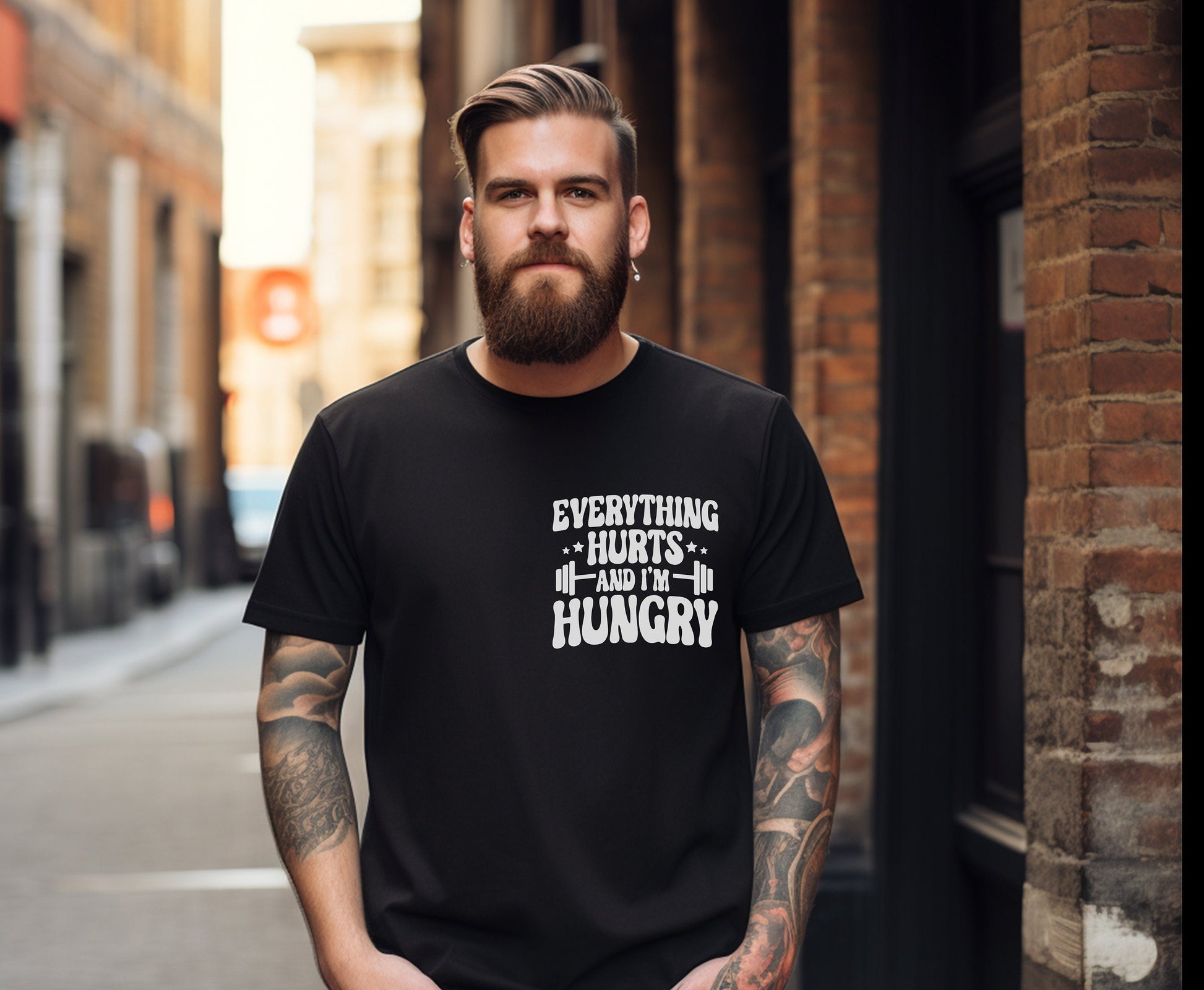 Funny weight lifter shirt gym gift fot men women, gym gifts for him her. everything hurts i am hungry gift for men women