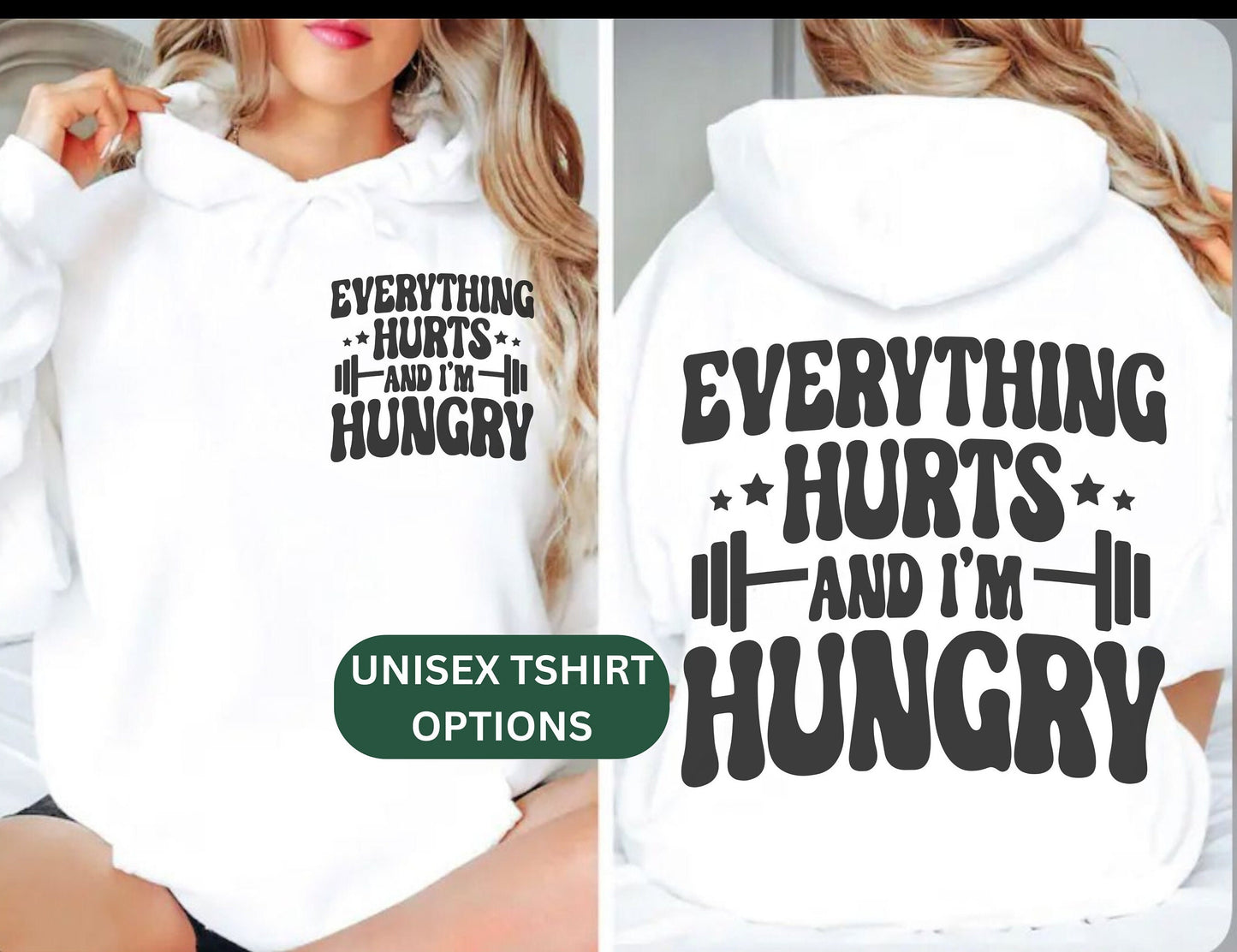 Funny Workout T-shirt Everything Hurts And I'm Hungry Shirt, Gift for Weightlifter, Oversized Work Out Tee, Pump Cover, Men Women Gym Tshirt