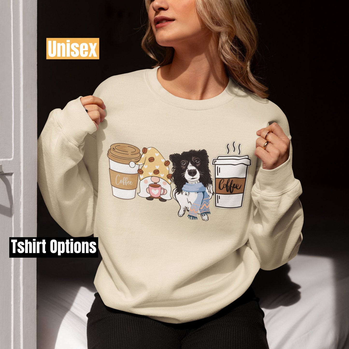 Border Collie winter coffee shirt for men women unisex crewneck tshirt sweatshirt gift