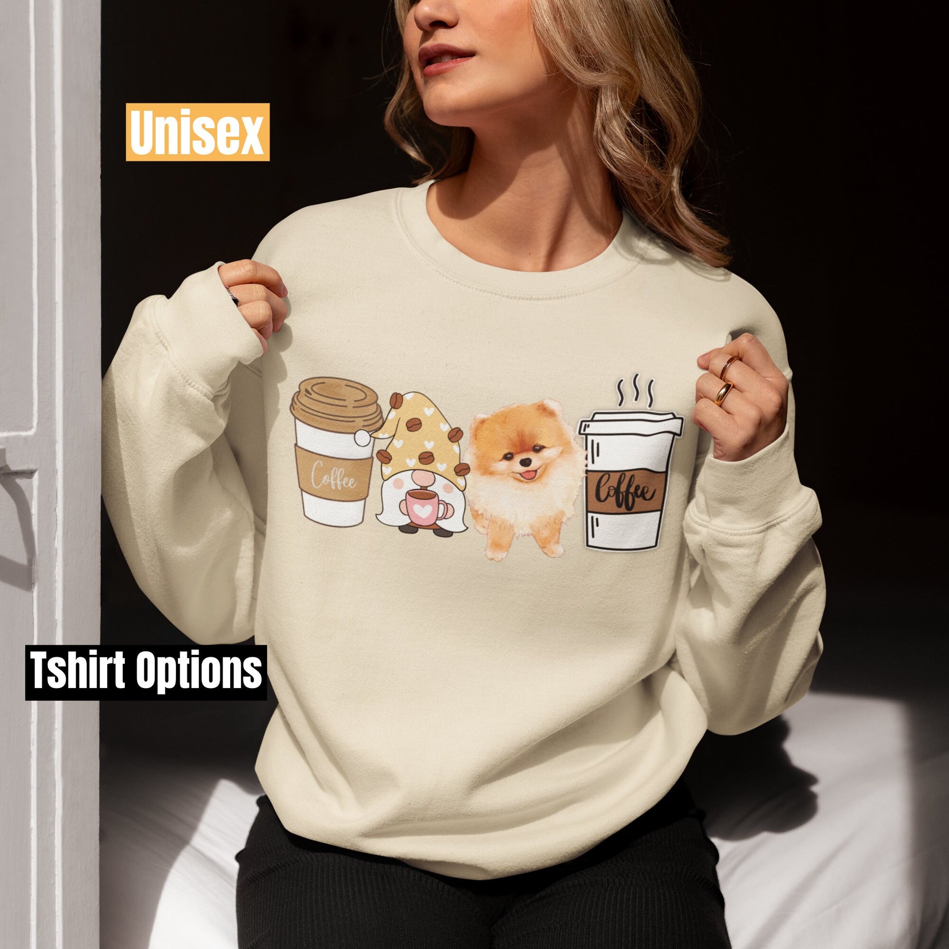 Pomeranian Coffee dog winter coffee shirt for men women unisex crewneck tshirt sweatshirt gift Pomeranian Coffee