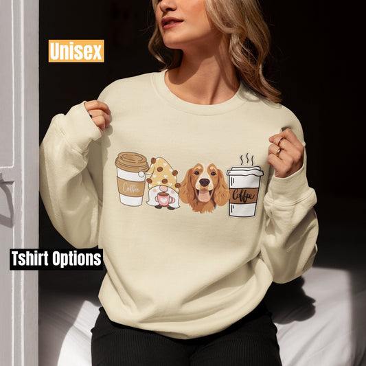 cocker spaniel Coffee dog winter coffee shirt for men women unisex crewneck tshirt sweatshirt gift Po