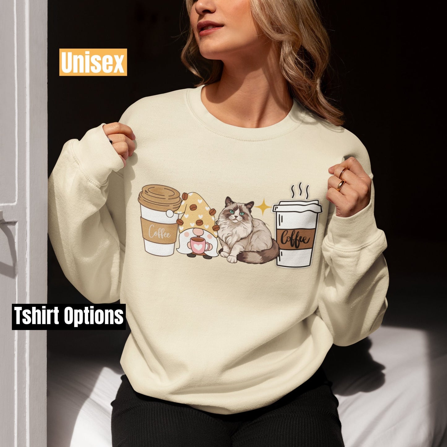 Ragdoll cat mom dog dad winter coffee shirt for men women unisex crewneck tshirt sweatshirt gift