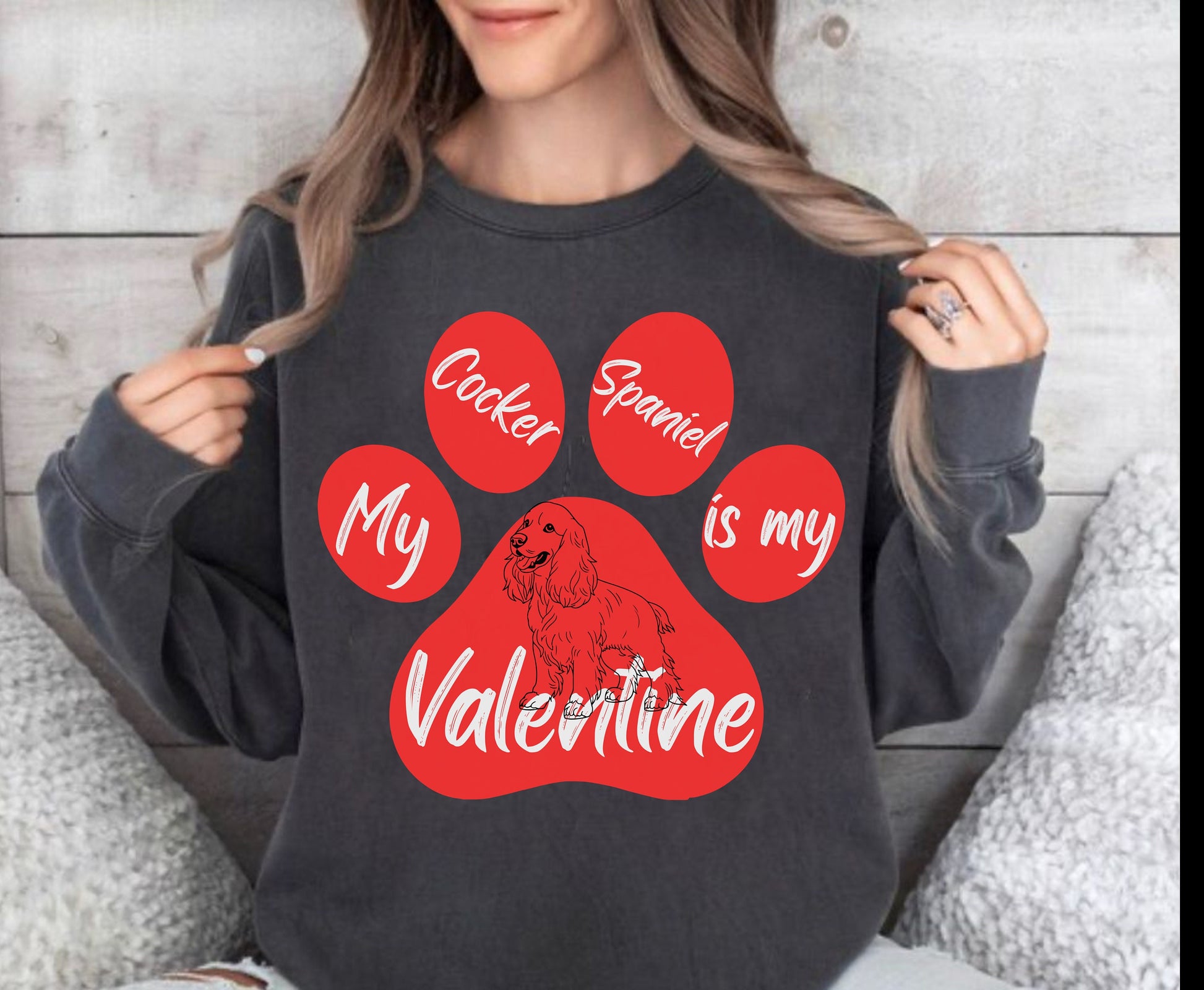 Cocker Spaniel valentine shirt winter crewneck