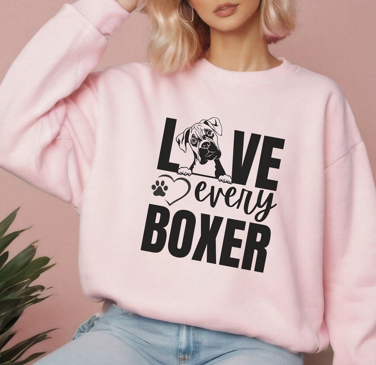 LOVE EVERY BOXER DOG SHIRT Unisex winter crewneck Mother Fathers day gift for men women, Unisex Dog Shirt for him her