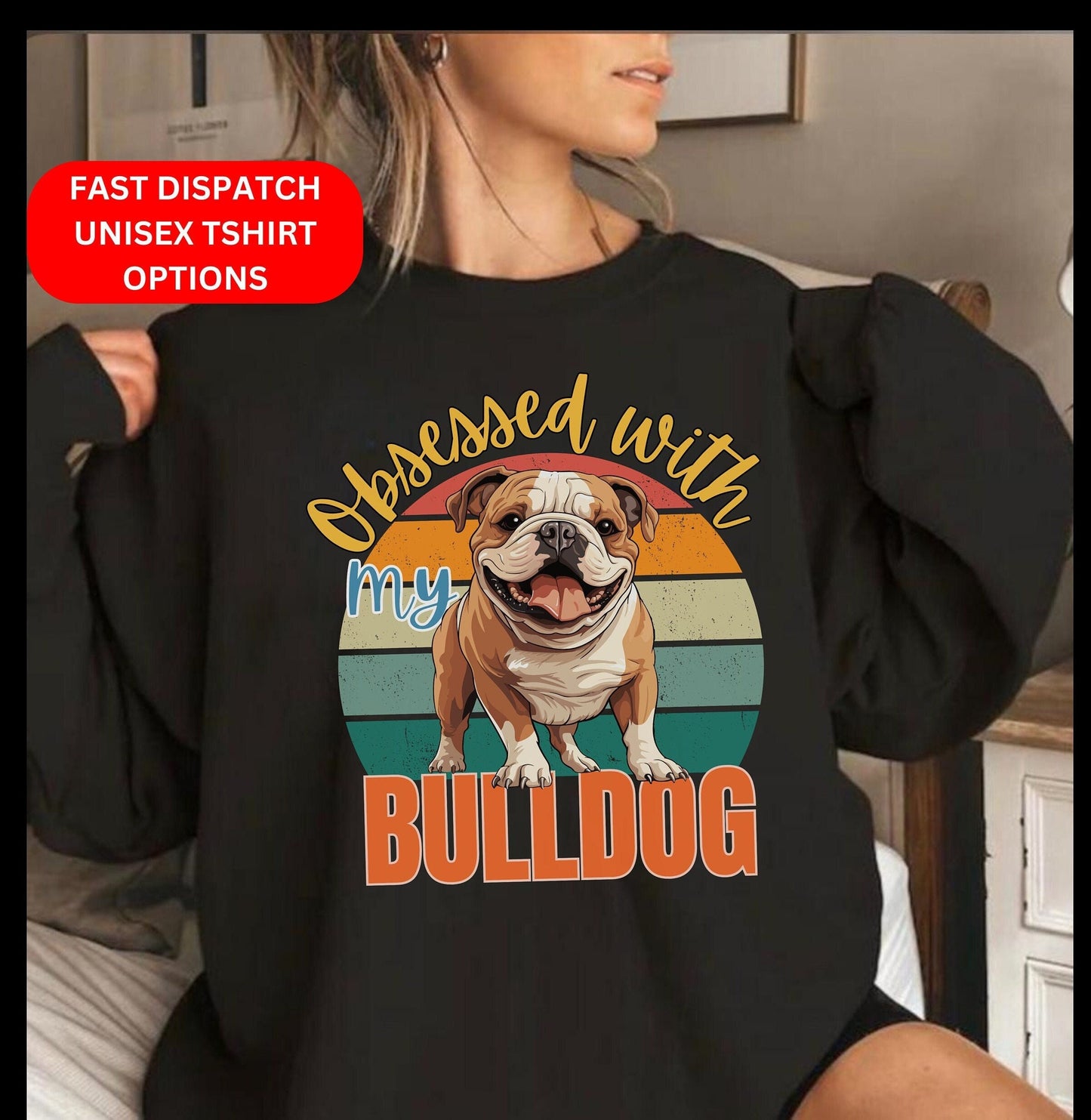 Unisex English Bulldog winter crewneck shirt for dog mom dog dad