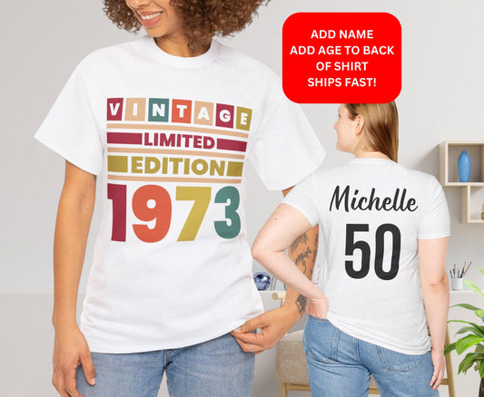 Vintage Born in 1973 Shirt for 51st 52nd Birthday Shirt, Unisex Birthday Shirt for men women for 51 year old Retro gift idea for mom dad