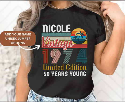 Vintage Personalized 50th Birthday T-Shirt - Unisex Sweatshirt for 50th Party