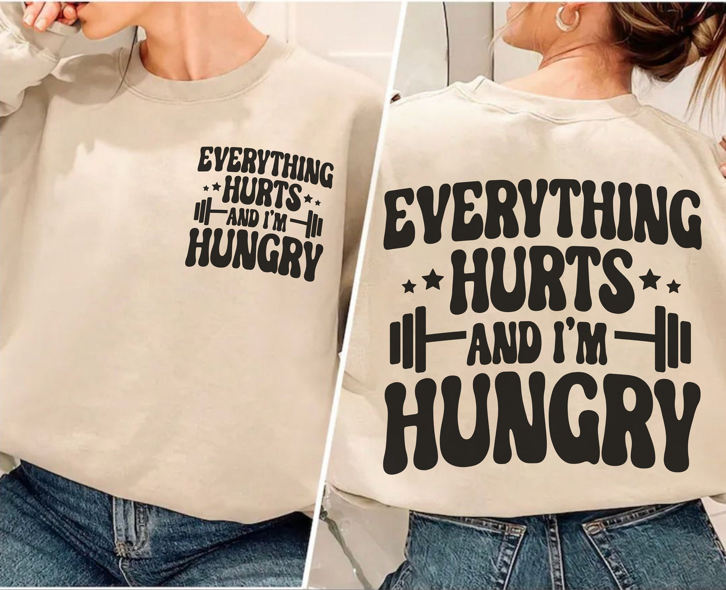 Funny weight lifter shirt gym gift fot men women, gym gifts for him her. everything hurts i am hungry gift for men women