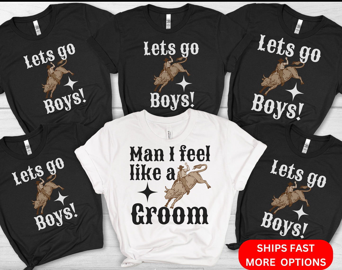 Stag do Bachelor Party Men&#39;s Shirt for Stag Do. I feel like a groom, Lets go boys, Cowboy groom shirt