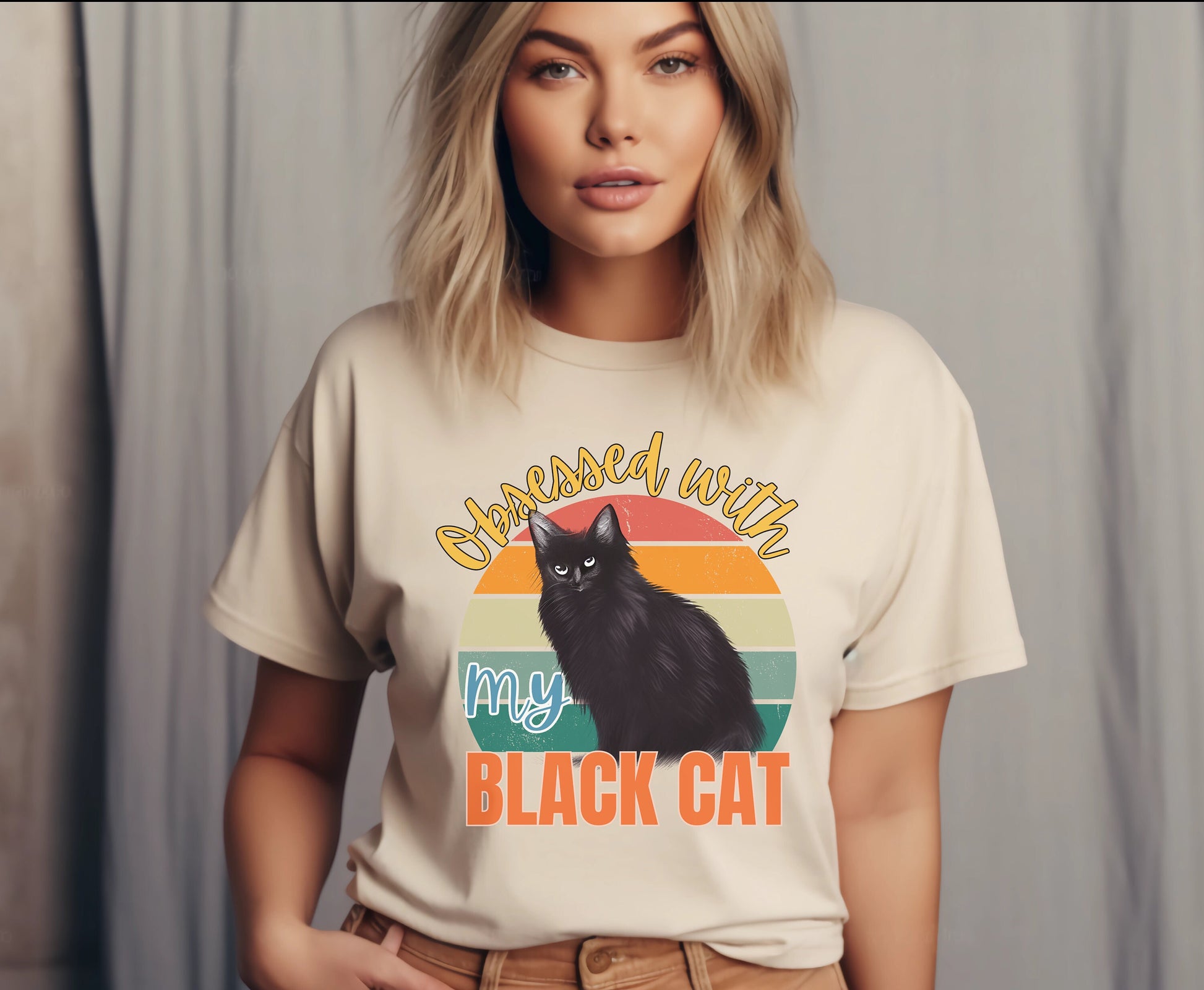 Unisex Black Cat Mom Dad Retro Shirt for men women, winter crewneck for cat lover