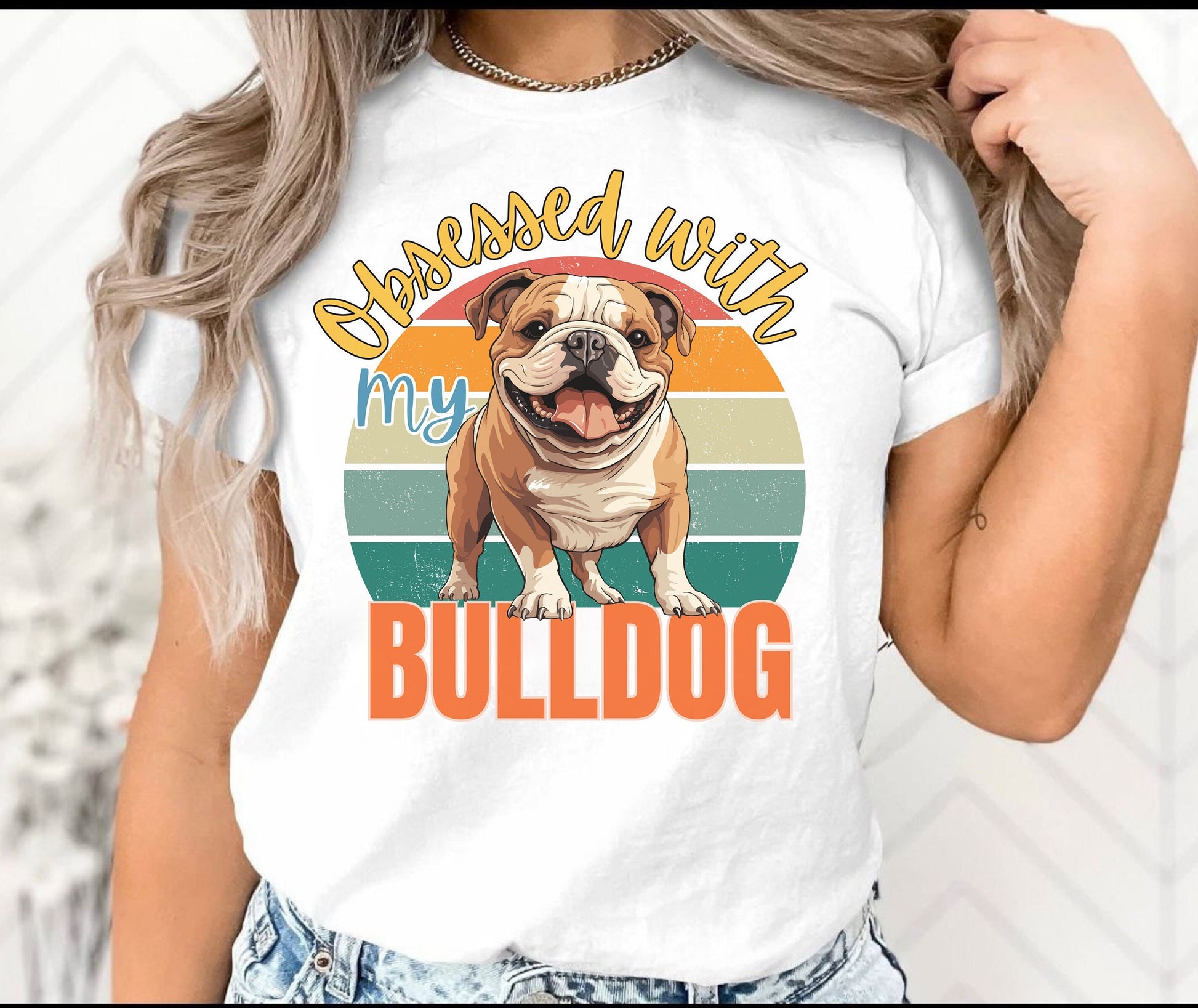 Unisex English Bulldog winter crewneck shirt for dog mom dog dad