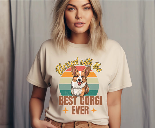 Retro Corgi Dog Lover Winter Holiday T-Shirt for Men Women, Corgi Blessed Dog Mom Pet Dad Tshirt Sweatshirt Hoodie, Trendy Corgi Jumper gift