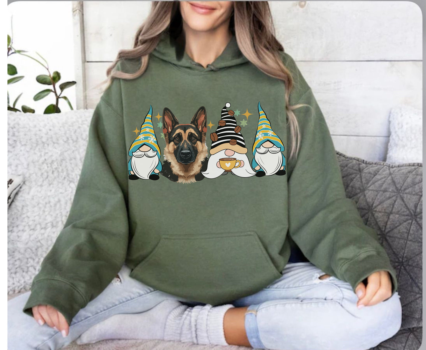 german shepherd Coffee dog winter coffee shirt for men women unisex crewneck tshirt sweatshirt gift German Shepherd gnome dog mom dog dad shirt Hoodie