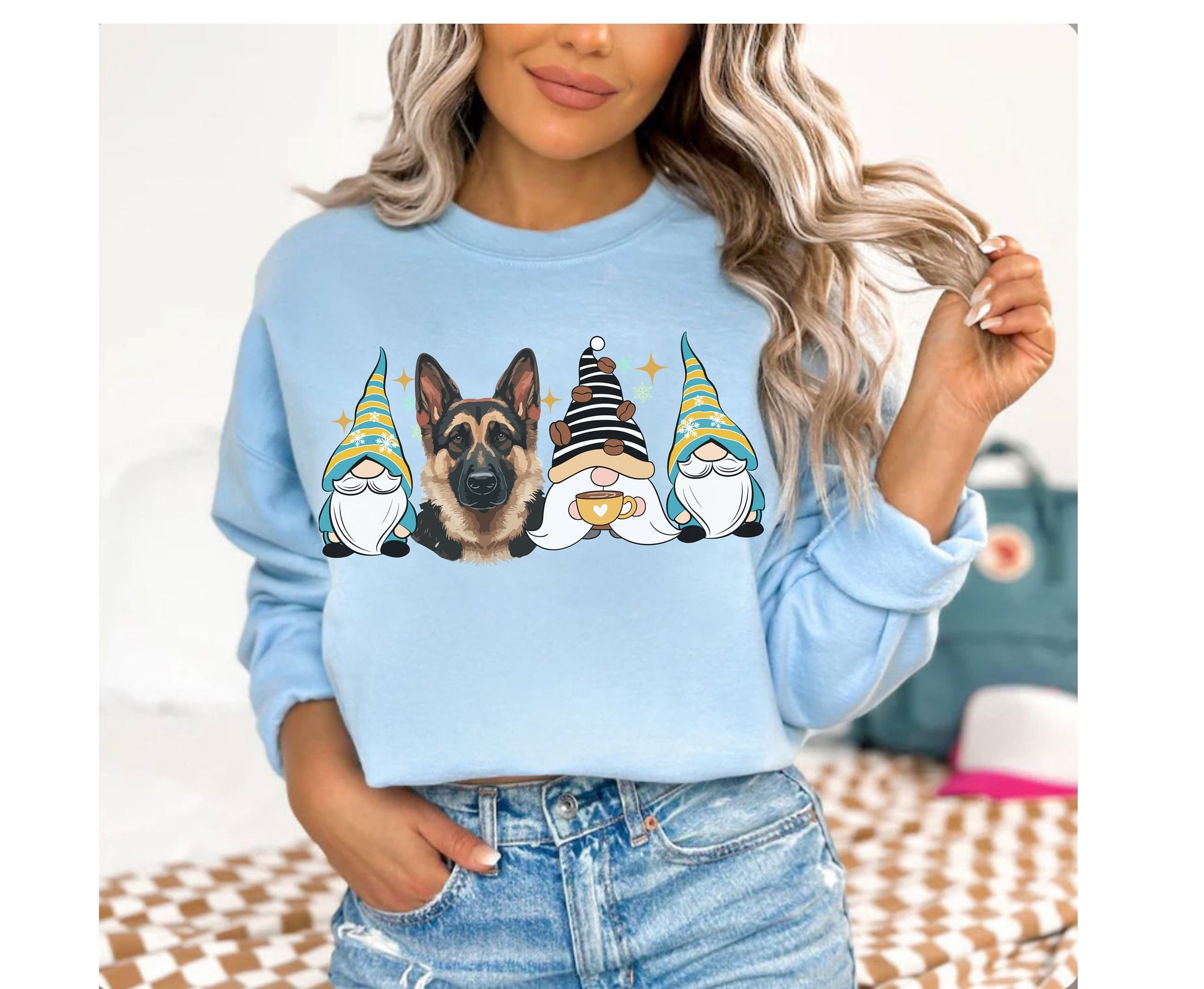 german shepherd Coffee dog winter coffee shirt for men women unisex crewneck tshirt sweatshirt gift German Shepherd gnome dog mom dog dad shirt Hoodie