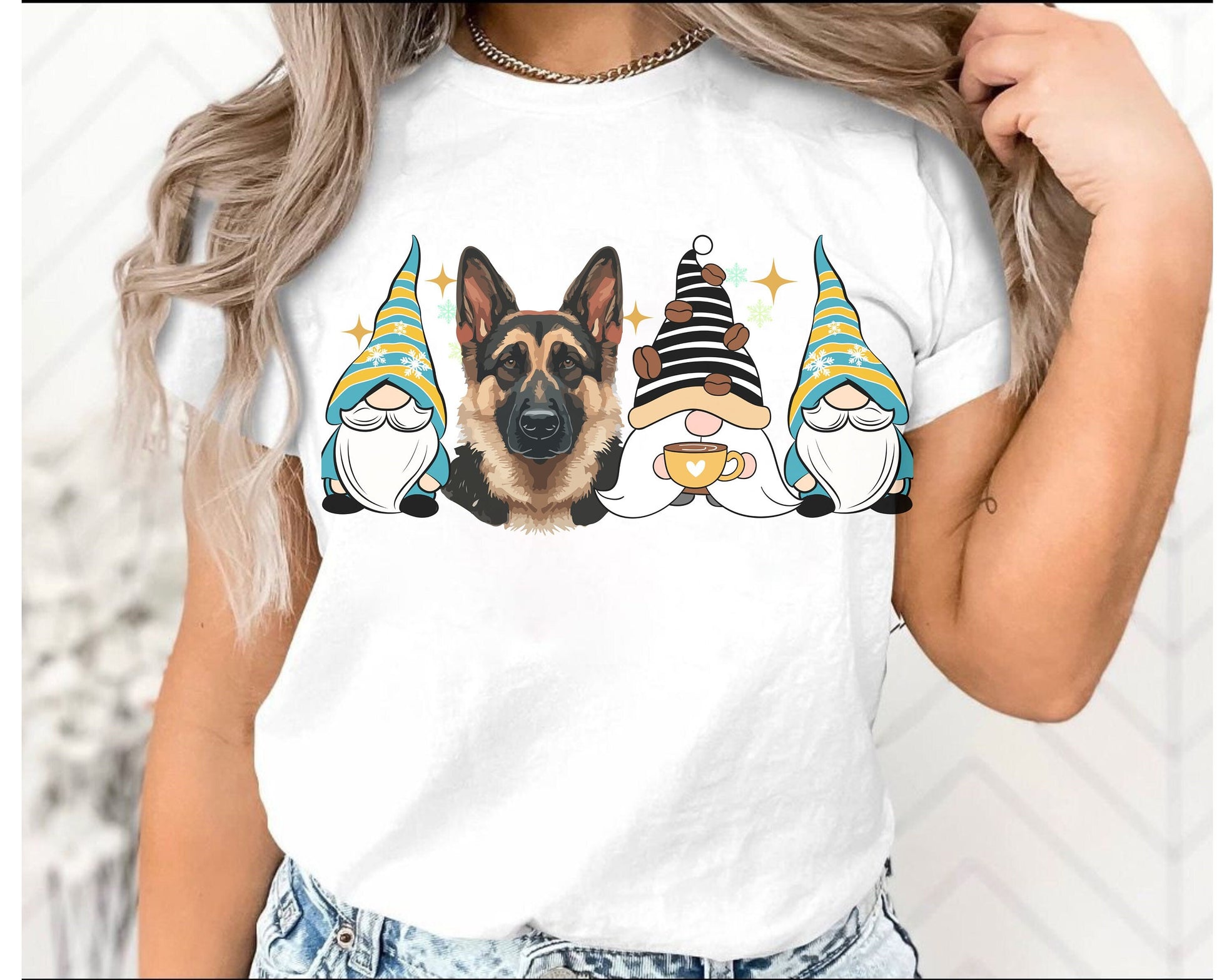 german shepherd Coffee dog winter coffee shirt for men women unisex crewneck tshirt sweatshirt gift German Shepherd gnome dog mom dog dad shirt Hoodie