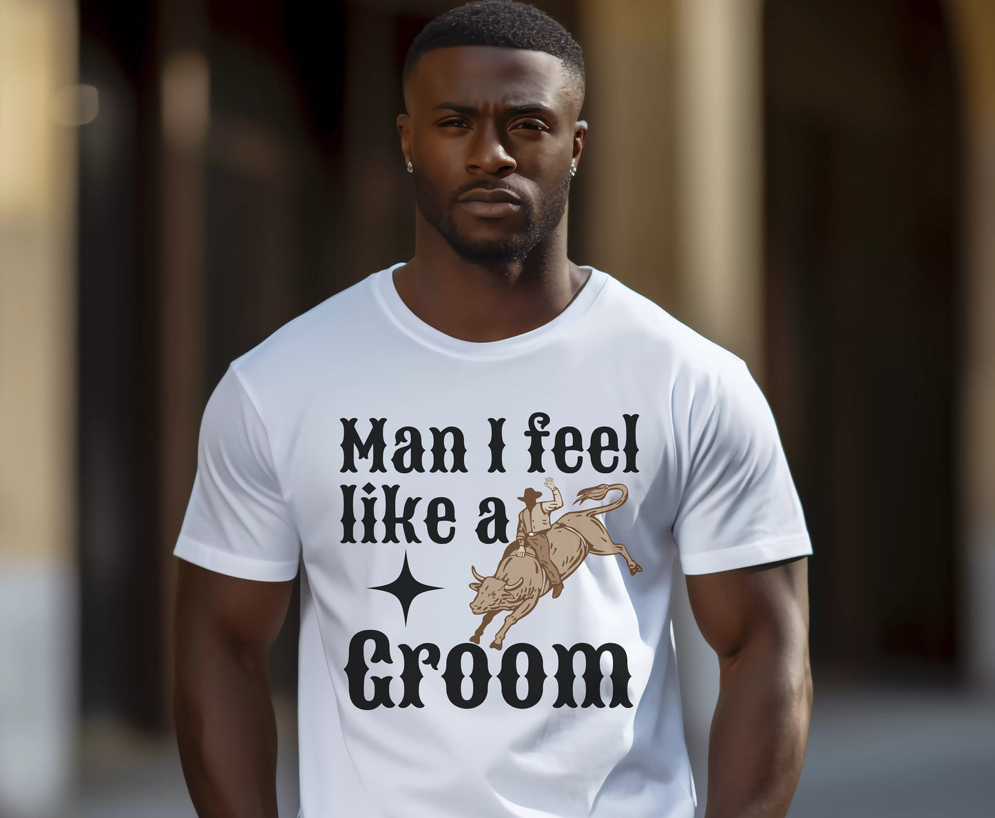 Western Themed Stag Party T-Shirt - Team Groom Rodeo Design