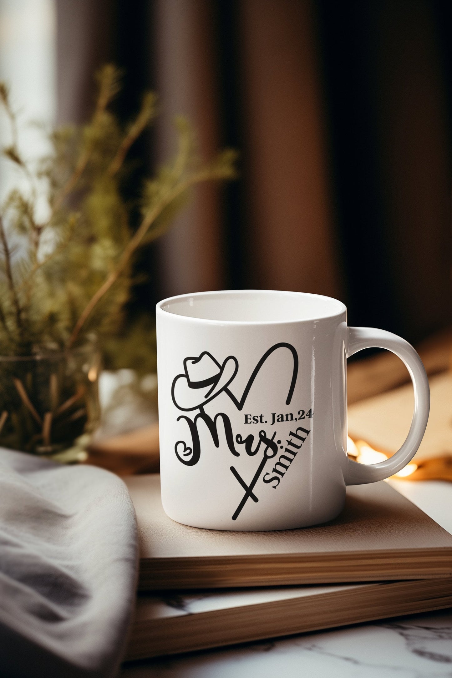 Custom Mr and Mrs Couple Mugs Personalized Western Hen Party Ceramic Mug gifts for Cowgirl Bride and Cowboy Groom Rodeo Wedding Mug gift