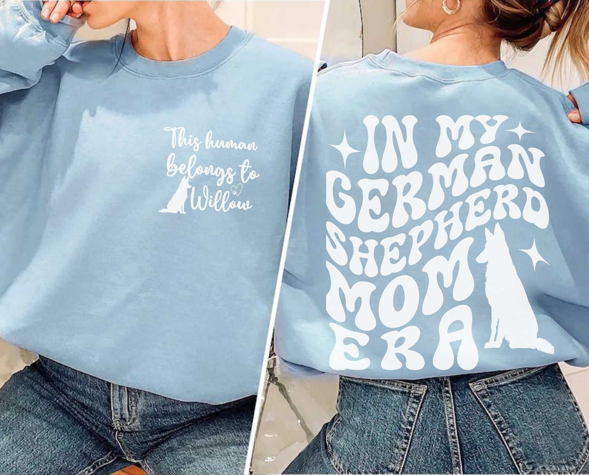 German Shephard German Shepherd dog Trendy mom dog dad shirt dog lover 
 gifts Personalized Unisex Winter Summer crewneck for dog mama