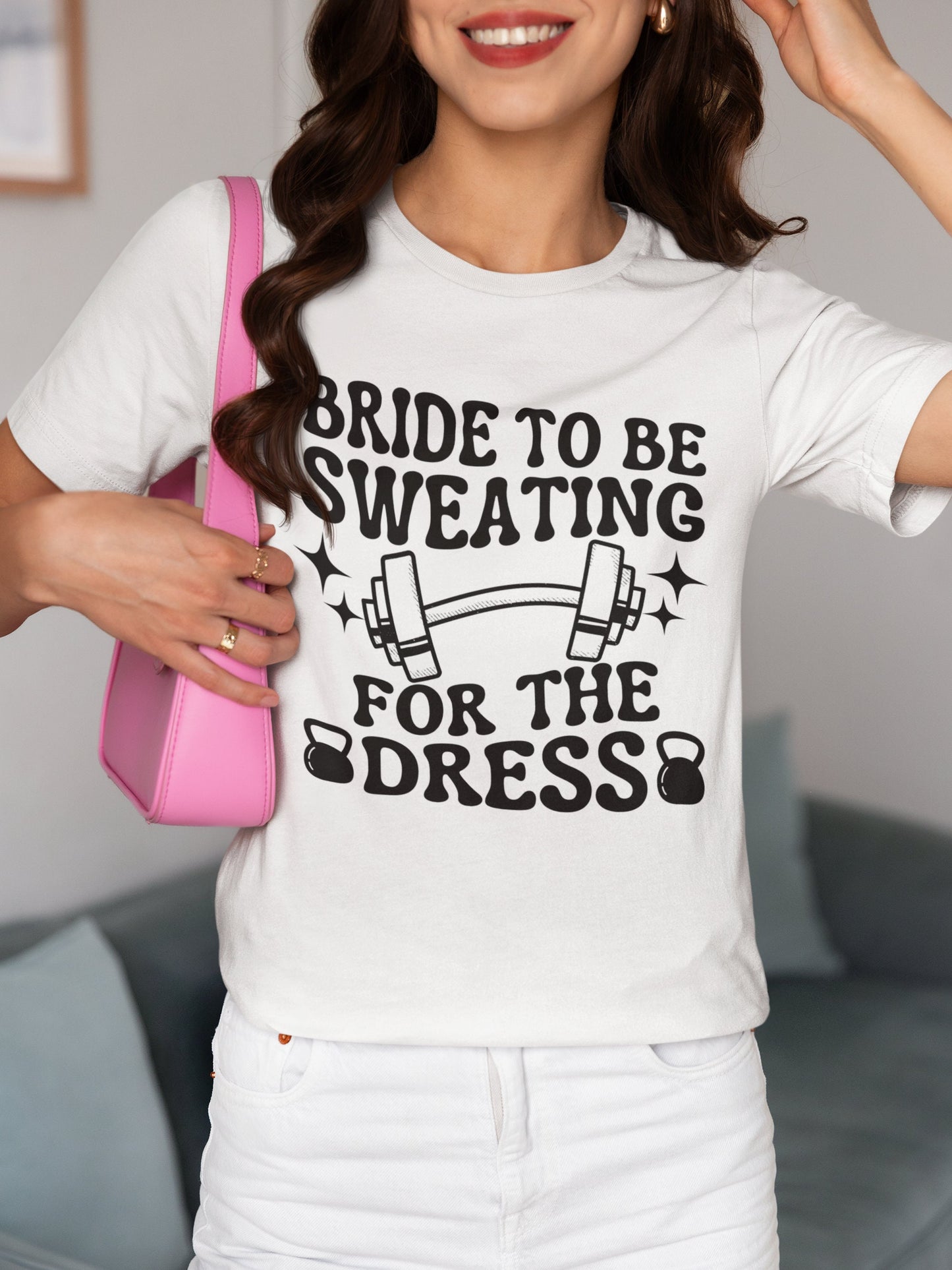 Funny Workout T-Shirt for Bride to be Sweating for the Dress Gym Shirt Fiancée Gift for Weightlifter Oversized Work Out Tee Women Gym Hoodie