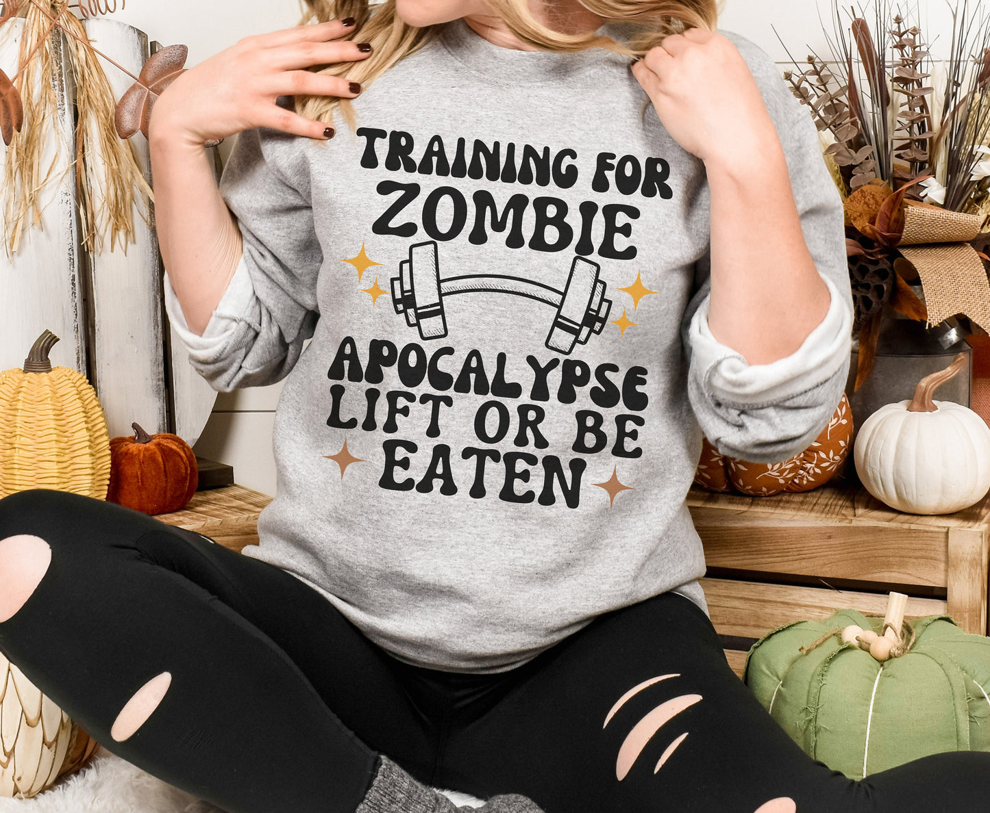 Lustiges Workout-T-Shirt Training für die Zombie-Apokalypse Geschenk für Gewichtheber Oversized Work Out Tee Pump Cover Männer Frauen Gewichtheben Gym T-Shirt