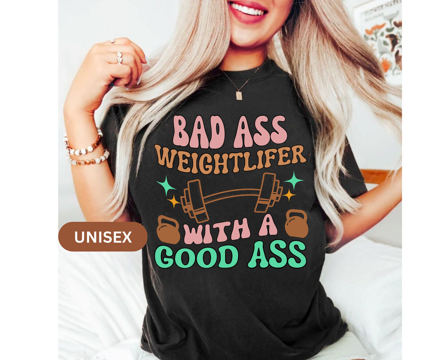 Funny gym T-Shirt Bad ass with a good ass Gift for Weightlifter Oversized Retro Work Out Pump Cover for Men Women weightlifting workout tee