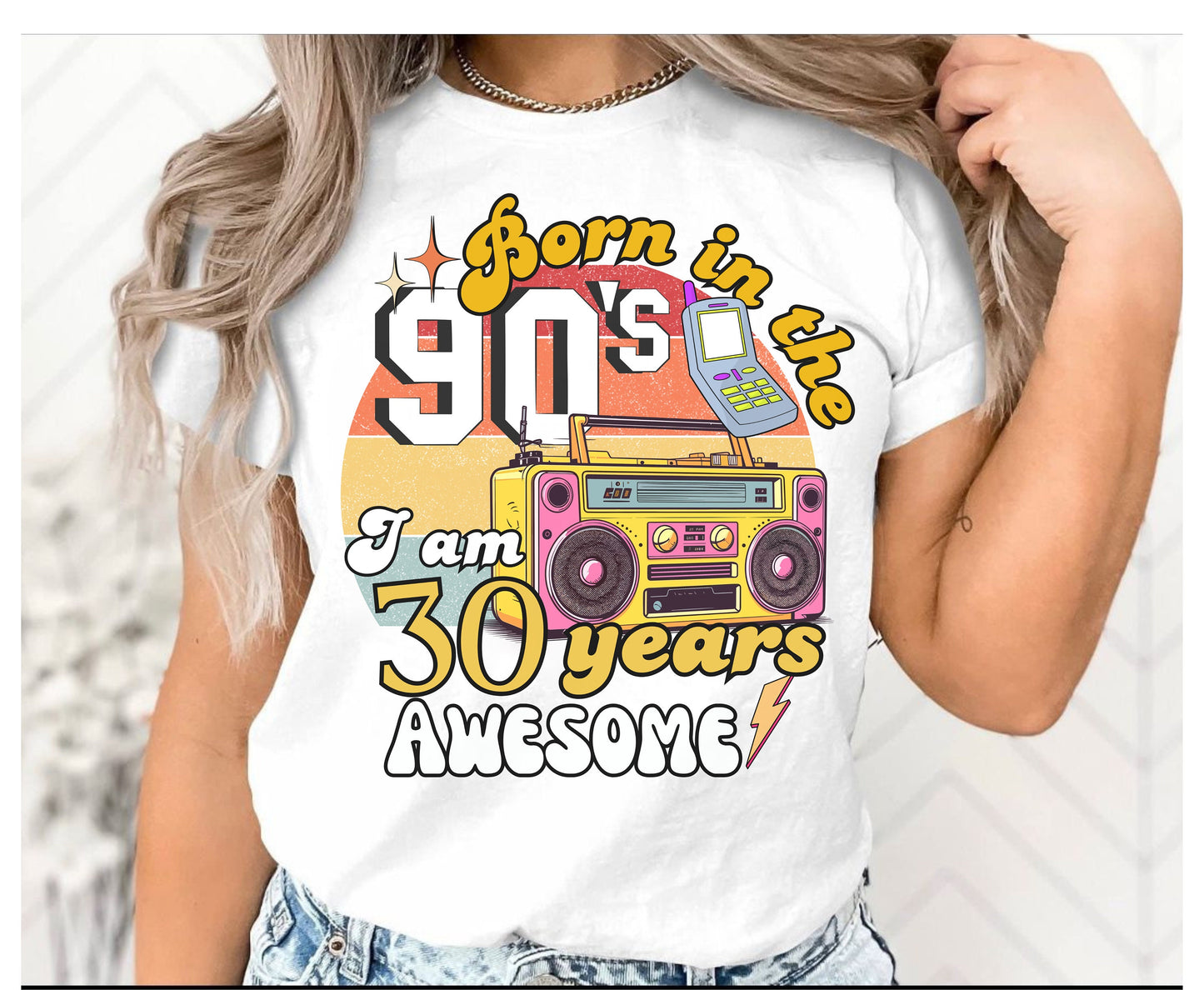 Retro Boho 30th Birthday Shirt for men women Unisex gift for him for her,Born in the 90s gifts