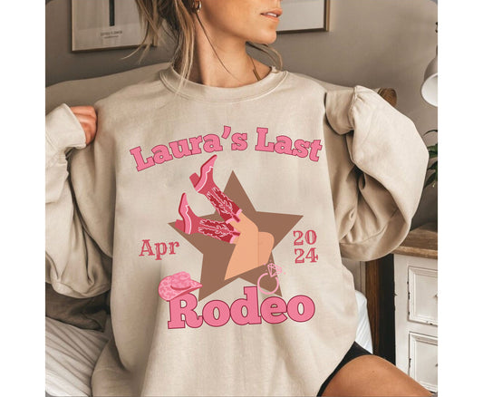 Western themed bachelorette tshirt tank top sweatshirt for last rodeo Hen party