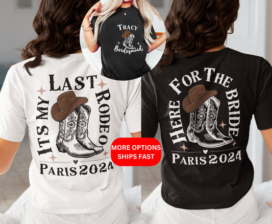 Western Themed Bachelorette Its my Last Rodeo Shirt Bridal Shower Hen Party Back of shirt Print Trendy Shirts Cowgirl VSCO Bride Jumper gift