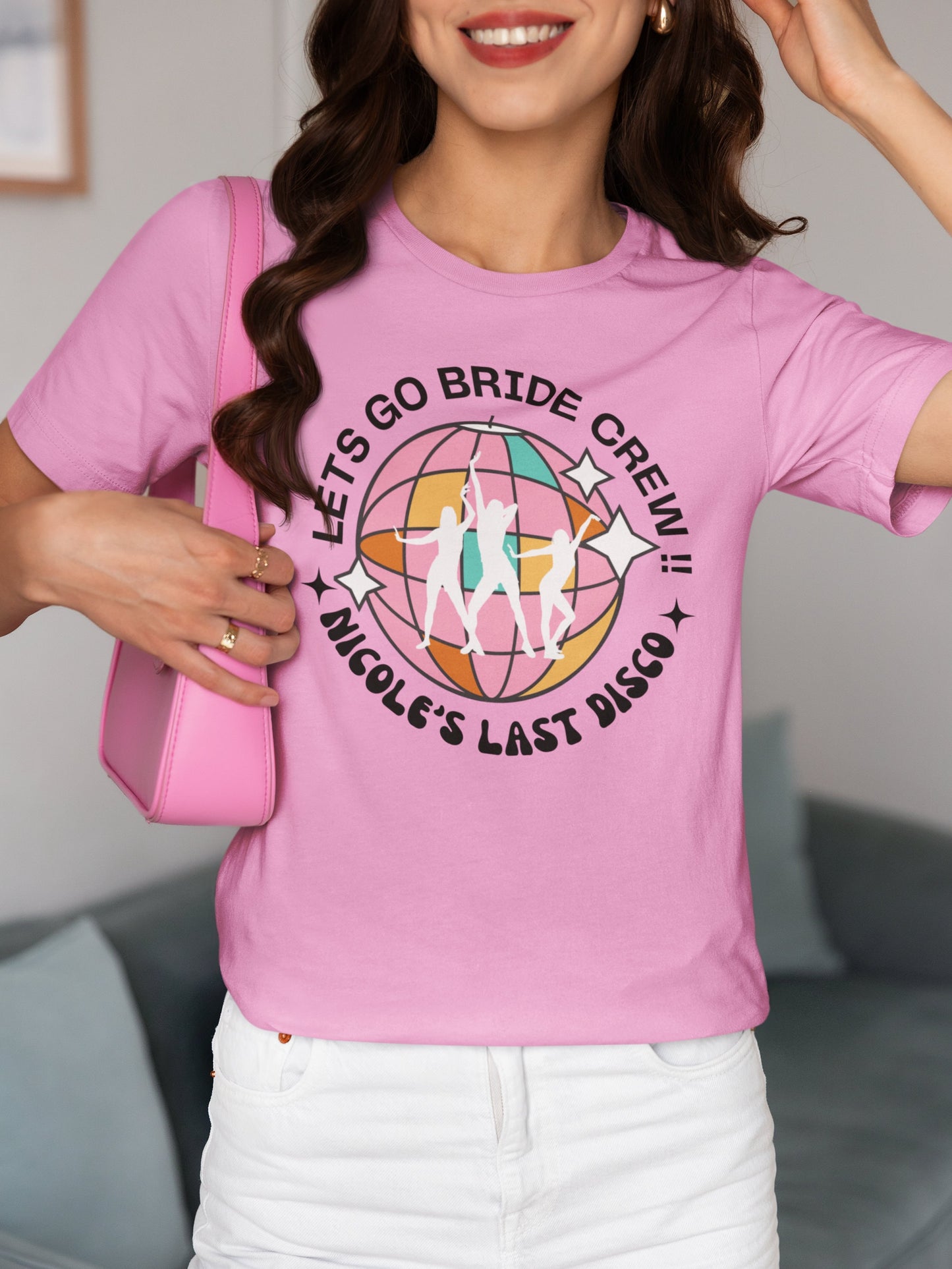 Lets go bride and bridesmaid shirt Disco Ball Baby Tee, Mirror Ball Tee, Women&#39;s Fitted Tee, Unisex Shirt, Y2K Clothing, Trendy Top, hen party shirt