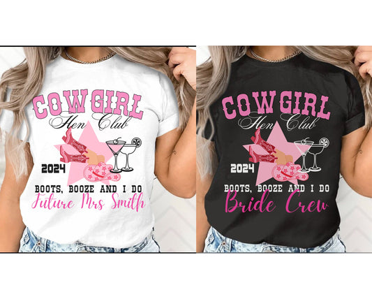 Western themed bachelorette tshirt tank top sweatshirt for last rodeo Hen party