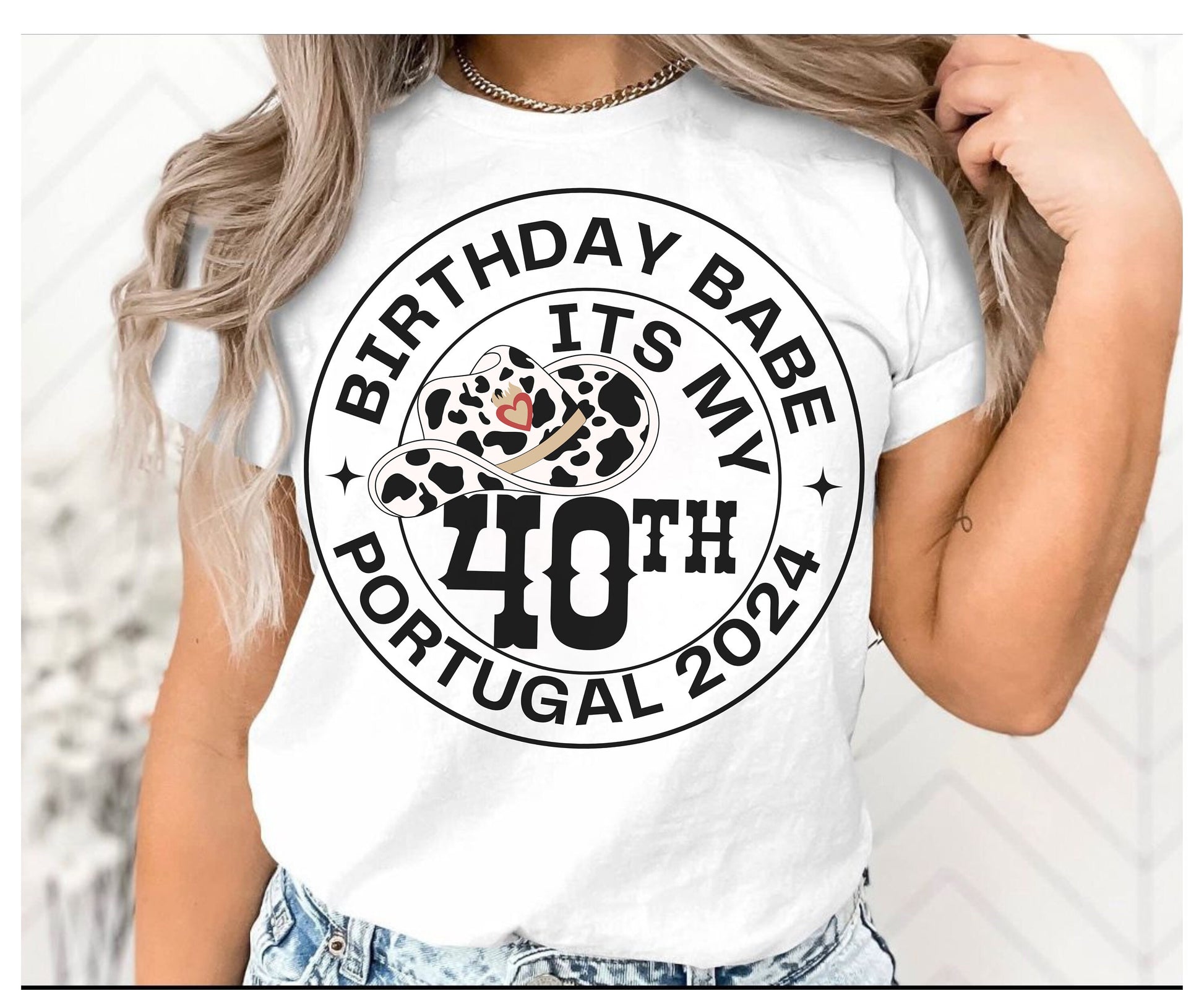 Cowgirl themed 40th birthday shirt, western themed boho birthday shirt for birthday 40th