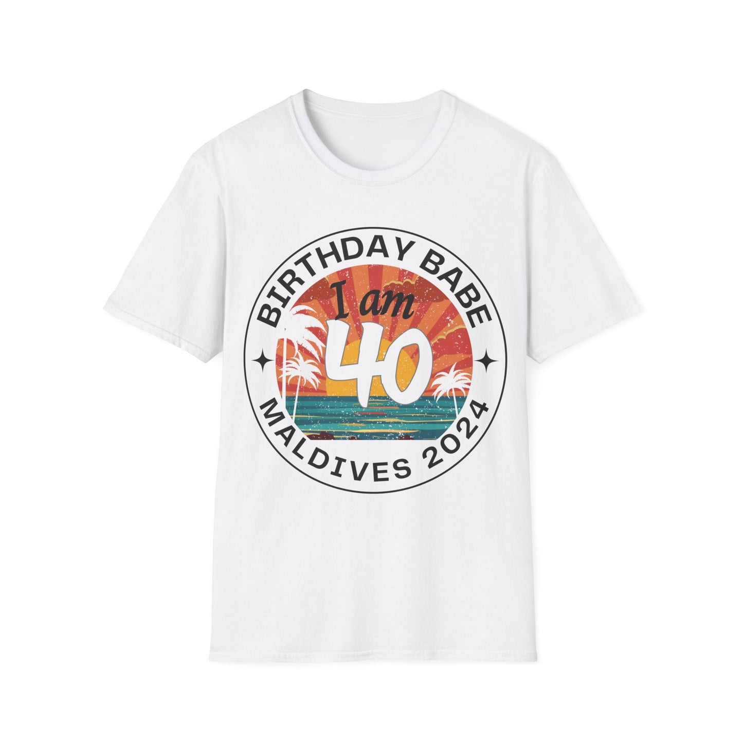 40th Retro Beach Themed Birthday Tshirt - Matching Group Shirt