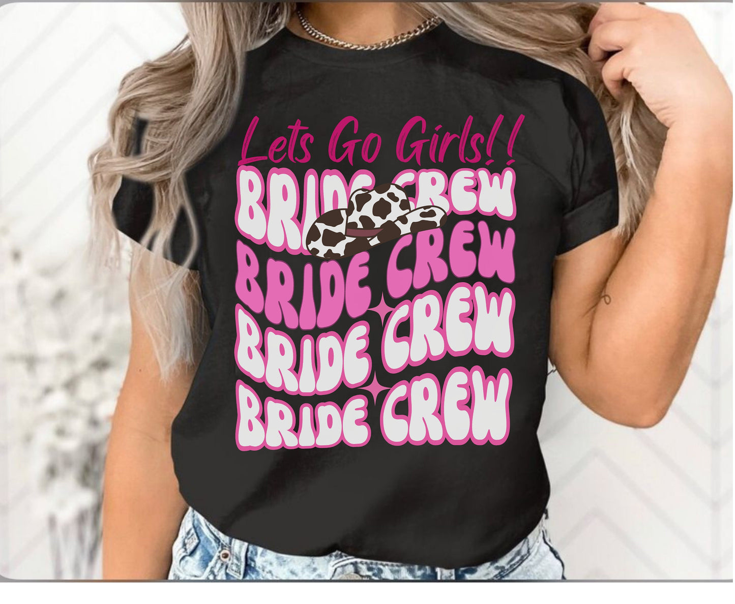 Western Themed Bachelorette Shirt, Lets go Girls Retro Wavy Bride Bridesmaid Sweatshirt for Cowgirl Hen Party, Cowboy Country Hen Do Shirts