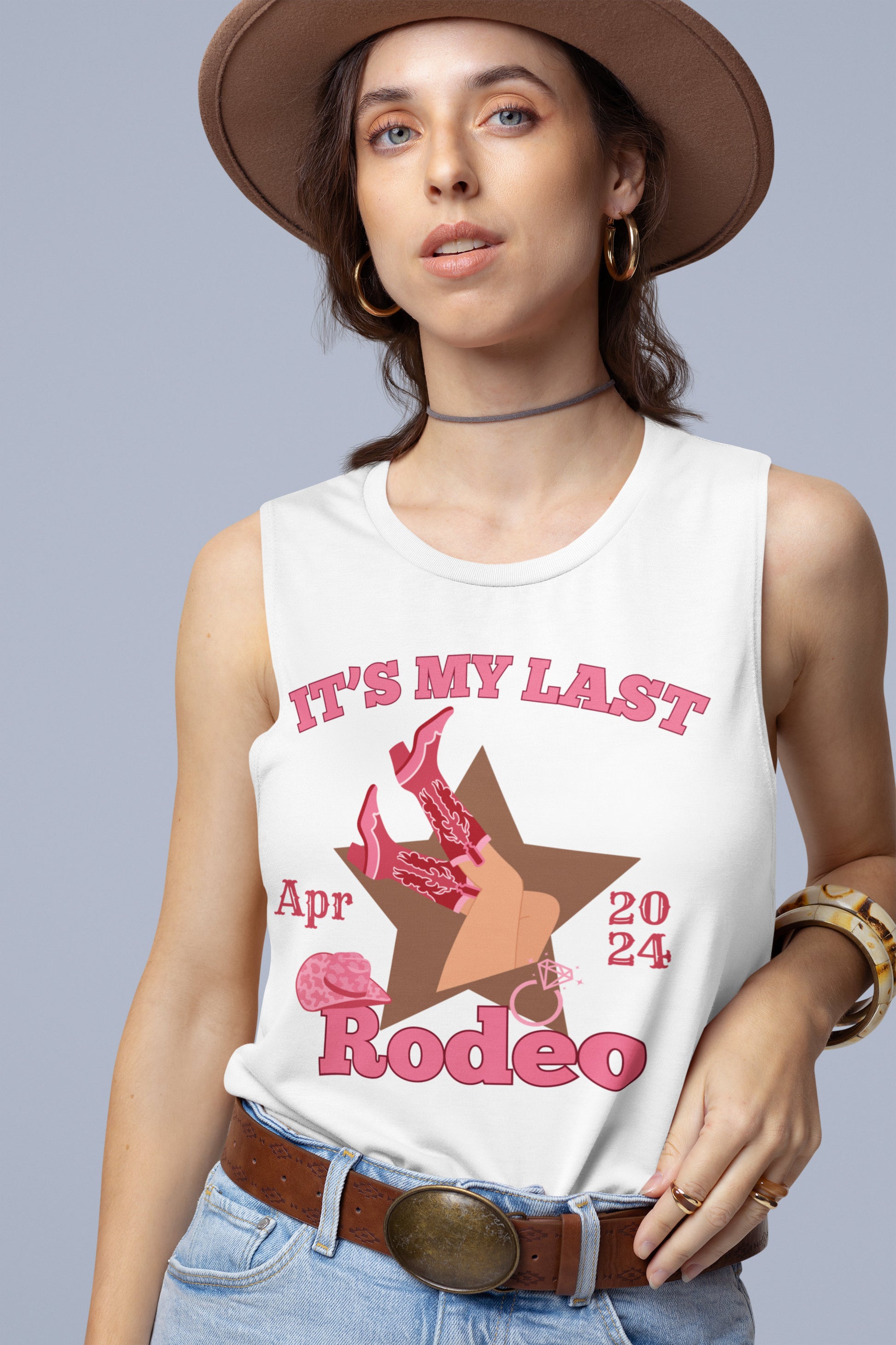 Western themed bachelorette tshirt tank top sweatshirt for last rodeo Hen party