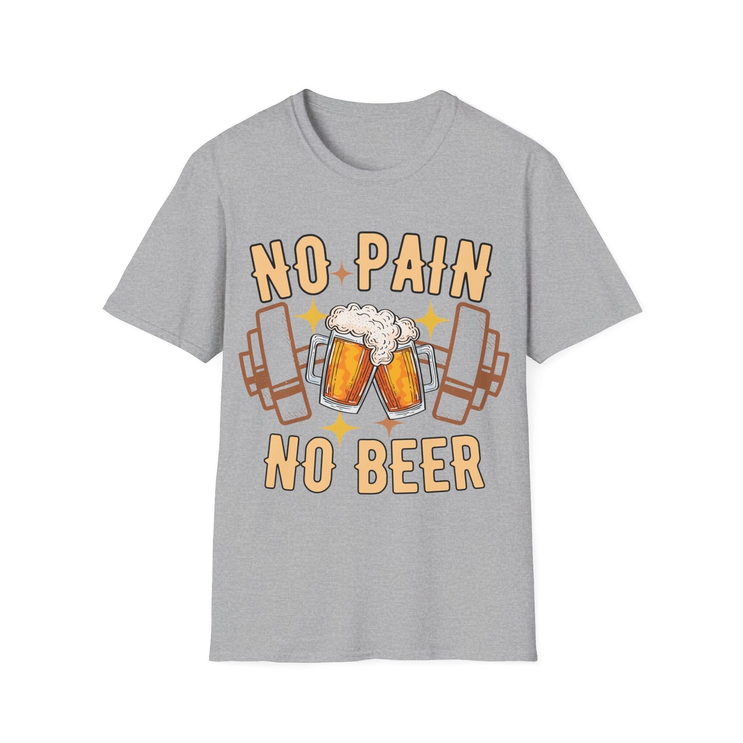 Funny No Pain No Beer Workout T-Shirt for Weightlifters - Trendy Fitness Gift Oversized Work Out Tee  Pump Cover Hoodie for Men  Women