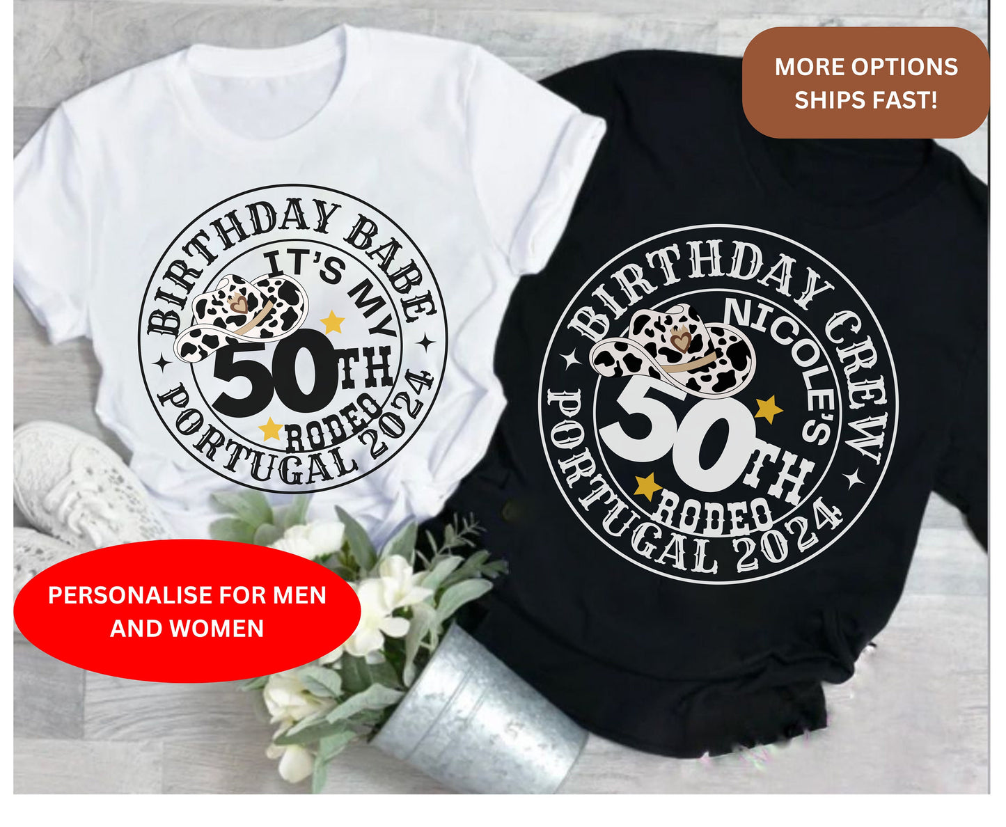 Cowgirl themed 50th birthday shirt, western themed boho birthday shirt for birthday 50th