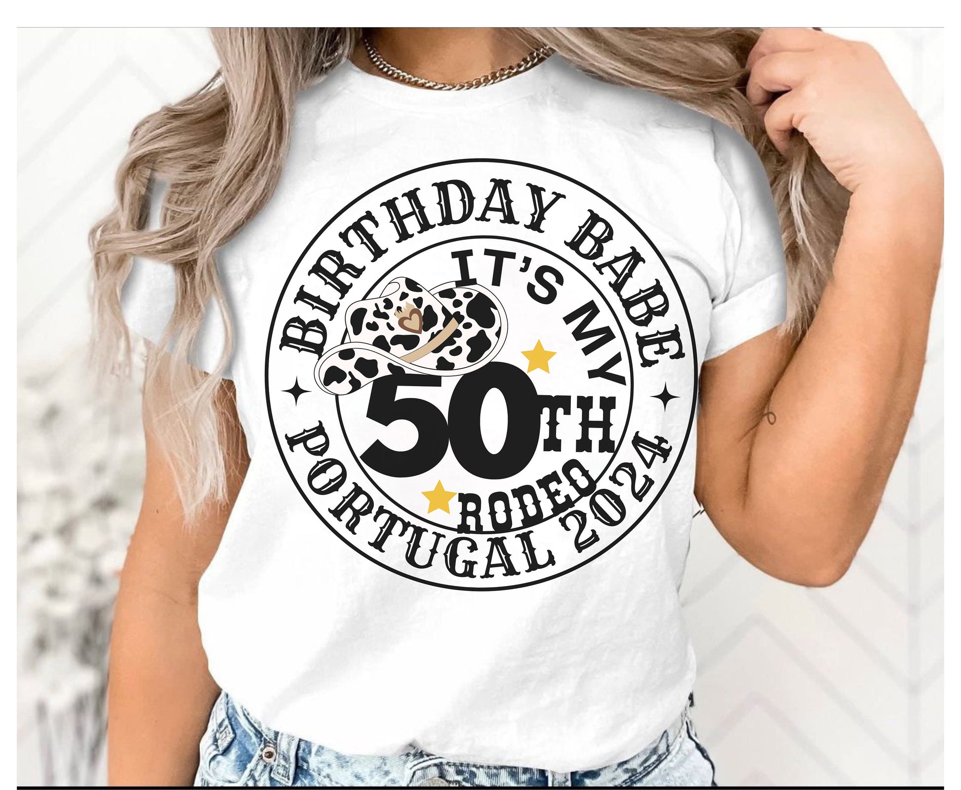 Cowgirl themed 50th birthday shirt, western themed boho birthday shirt for birthday 50th