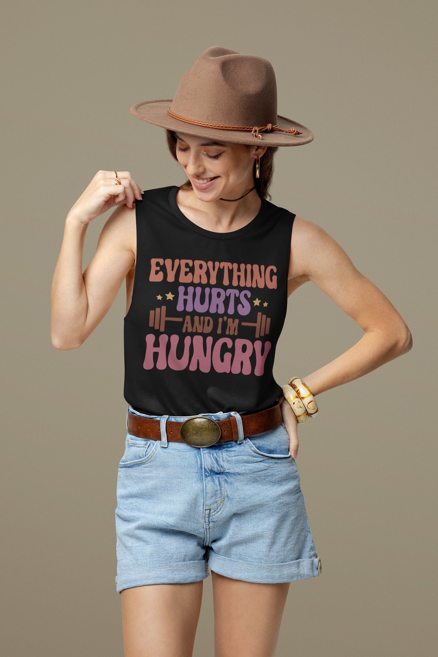 Funny Workout T-Shirt, Everything Hurts And I'm Hungry Shirt, Gift for Weightlifter, Oversized Work Out Tee, Pump Cover, Men Women Gym Shirt