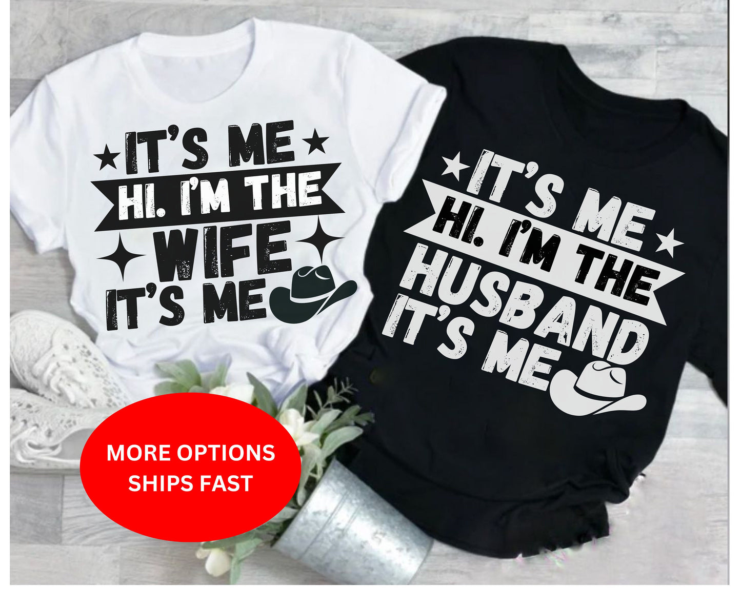 Cowboy Matching Couple Tee - Western Anniversary  Honeymoon Shirts for Husband Wife