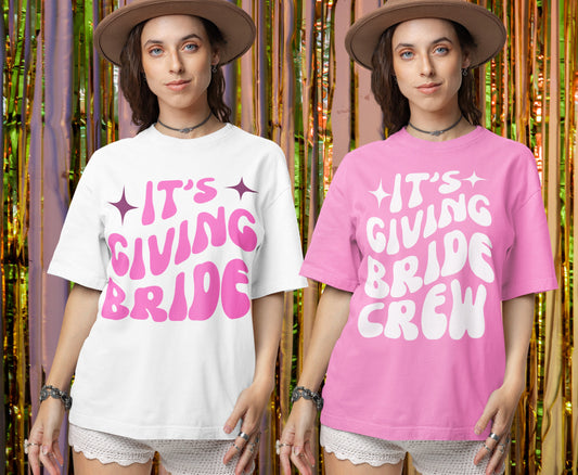 Its Giving Bride Brautjungfern Shirt Sweatshirt Braut Junggesellinnenabschied Party Shirts, Groovy Boho Junggesellinnenabschied Thema Party T-Shirt, Trendy Junggesellinnenabschied Tshirt