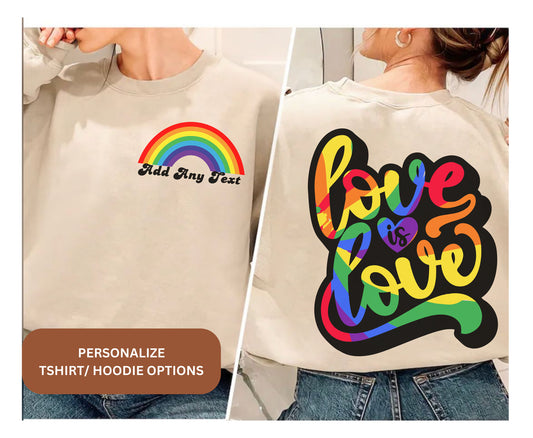 Love is love Sweatshirt Hoodie gift for queer friend, Pride Month Apparel: Sweatshirt, T-Shirt, Tank Top - Celebrate with LGBTQ+ Pride Designs - Inclusive Gym Wear for All!