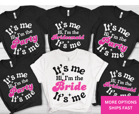 Custom Bride Bridesmaid shirt gift for hen party bachelorette pink shirt for men women