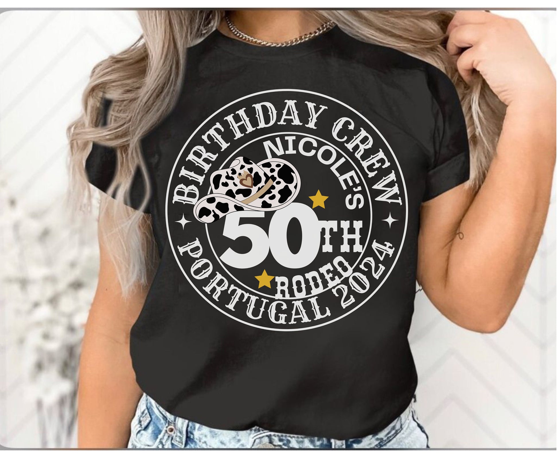 Cowgirl themed 50th birthday shirt, western themed boho birthday shirt for birthday 50th