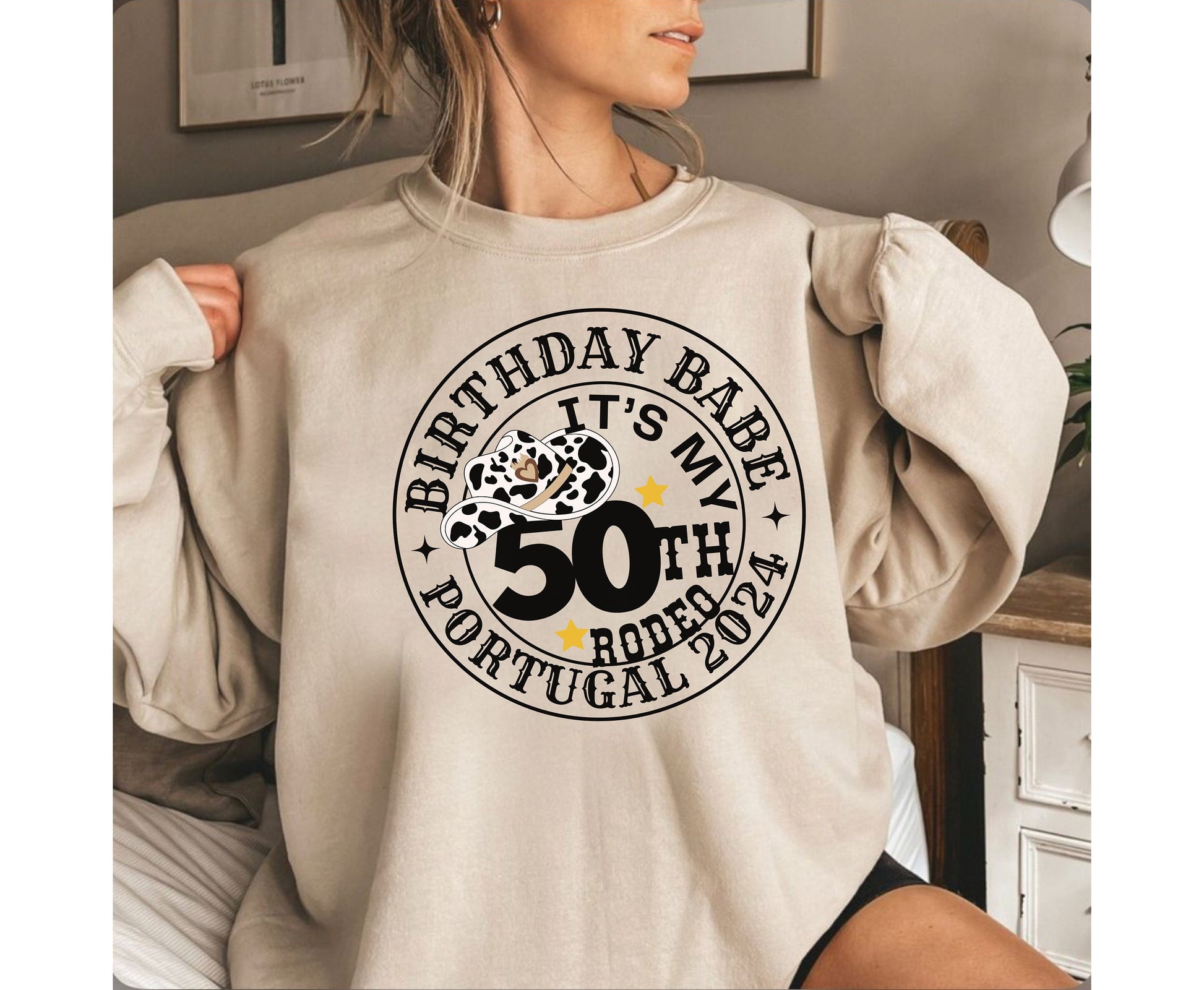 Cowgirl themed 50th birthday shirt, western themed boho birthday shirt for birthday 50th