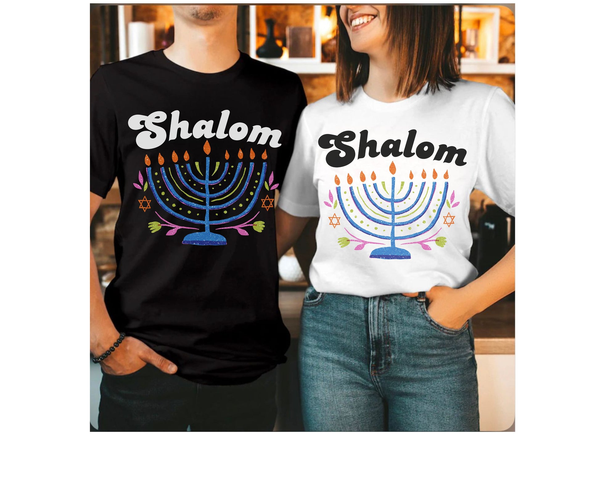 Hannukah Shalom shirt gift for men women jewish party shirt gifts for mom dad wife husband matching family shirt